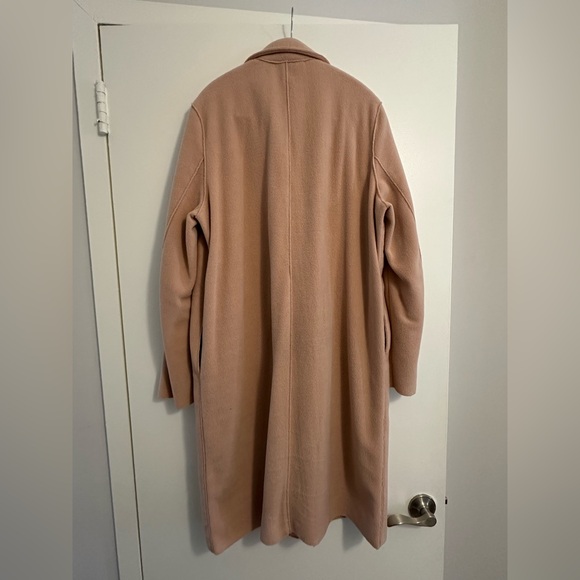 Harris Wharf London Wool Coat Women’s Size Medium Pink Nude Long Overcoat Fleece - Picture 5 of 5